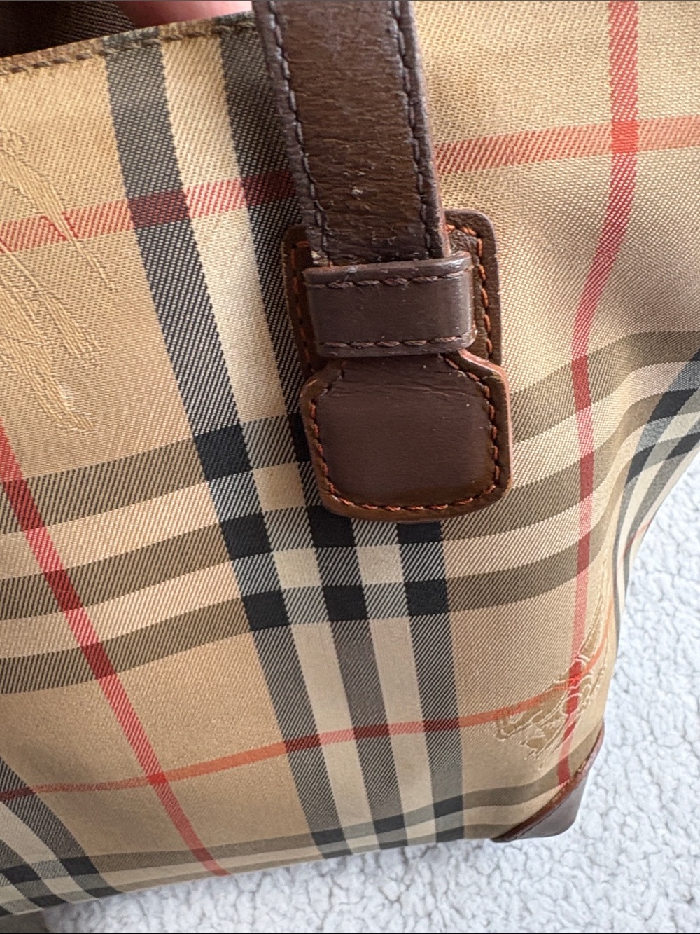 Authentic Vintage Burberrys Nova Check Small Handbag Brown Leather - Picture 12 of 17